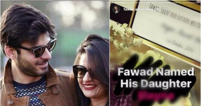Fawad Khan and His Wife Have Named Their Little Princess With This Unique Name