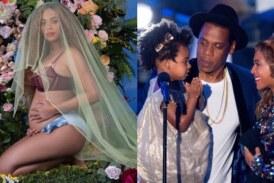 Singer Beyonce Shows Baby Bump Announcing Her Pregnancy With Twins With Husband Jay Z