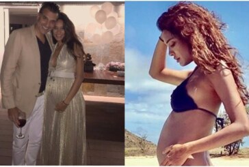 Preggy Lisa Haydon With Husband Dino Lalvani is Looking Gorgeous in Gold Shimmer Gown