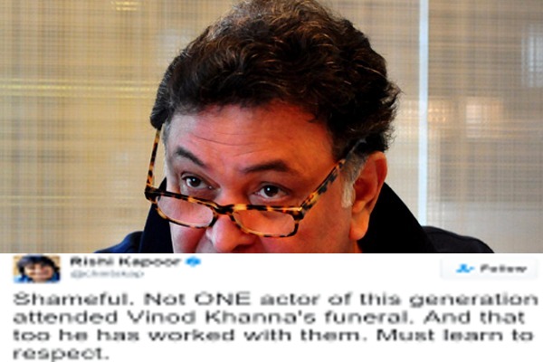 Rishi Kapoor Lashes Out At Young Stars For Not Attending Vinod Khanna’s Funeral!