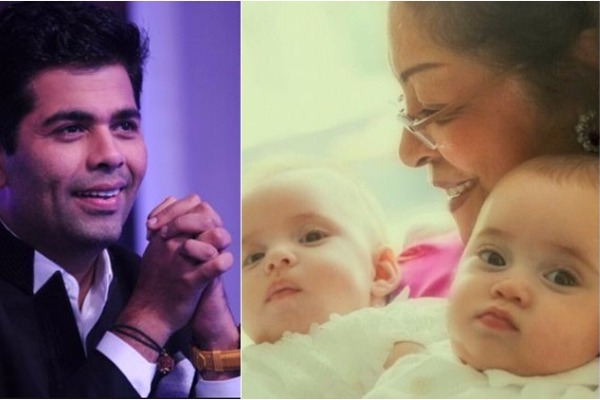 Karan Johar Shares First Picture Of Adorable Twins Roohi And Yash, Receives Heart From Kajol!