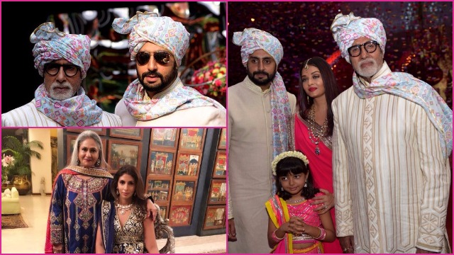Inside PICS: The Bachchan’s Gala Time At The Wedding; Abhishek-Amitabh Twinning Outfit Is Full On Baraati Swag