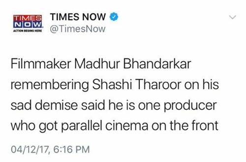 Name goof-up Shashi Kapoor Shashi Tharoor