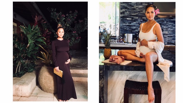 Pregnant Chrissy Teigen Is All Glowing Flaunting Her Baby Bump In A New Photo
