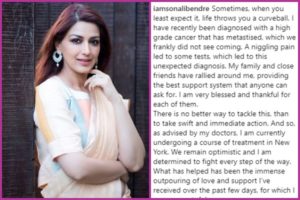 Actress Sonali Bendre Diagnosed With Cancer