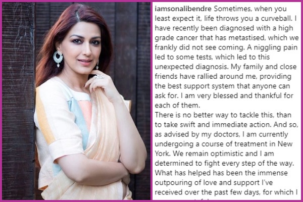 Actress Sonali Bendre Diagnosed With Cancer; Bollywood Sends Love and Prayers