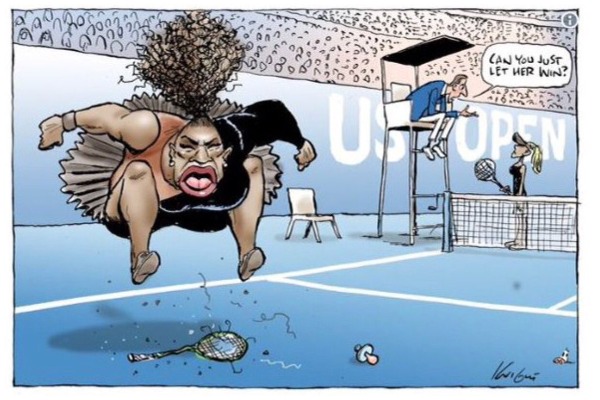 Australian Newspaper Slammed For Printing Racist Cartoon Of Serena Williams Big Boobs and Nose