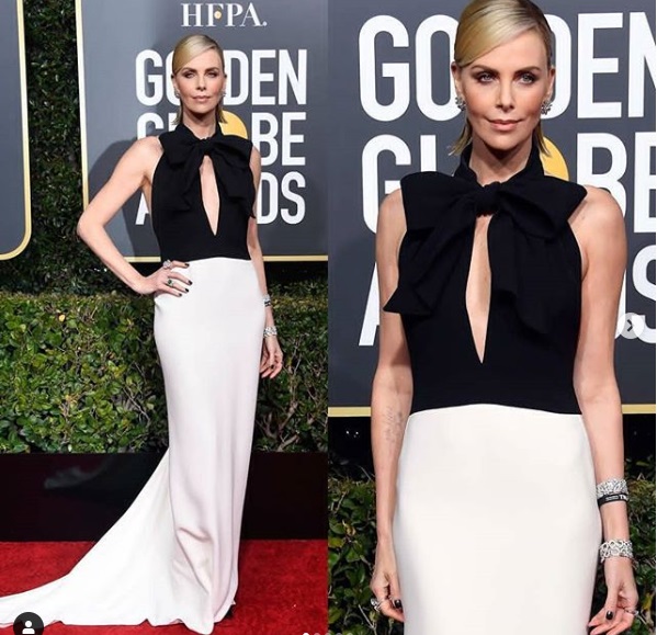 Charlize Theron at Golden Globes 2019 Red Carpet