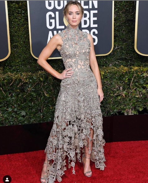 Emily Blunt at Golden Globes 2019 Red Carpet
